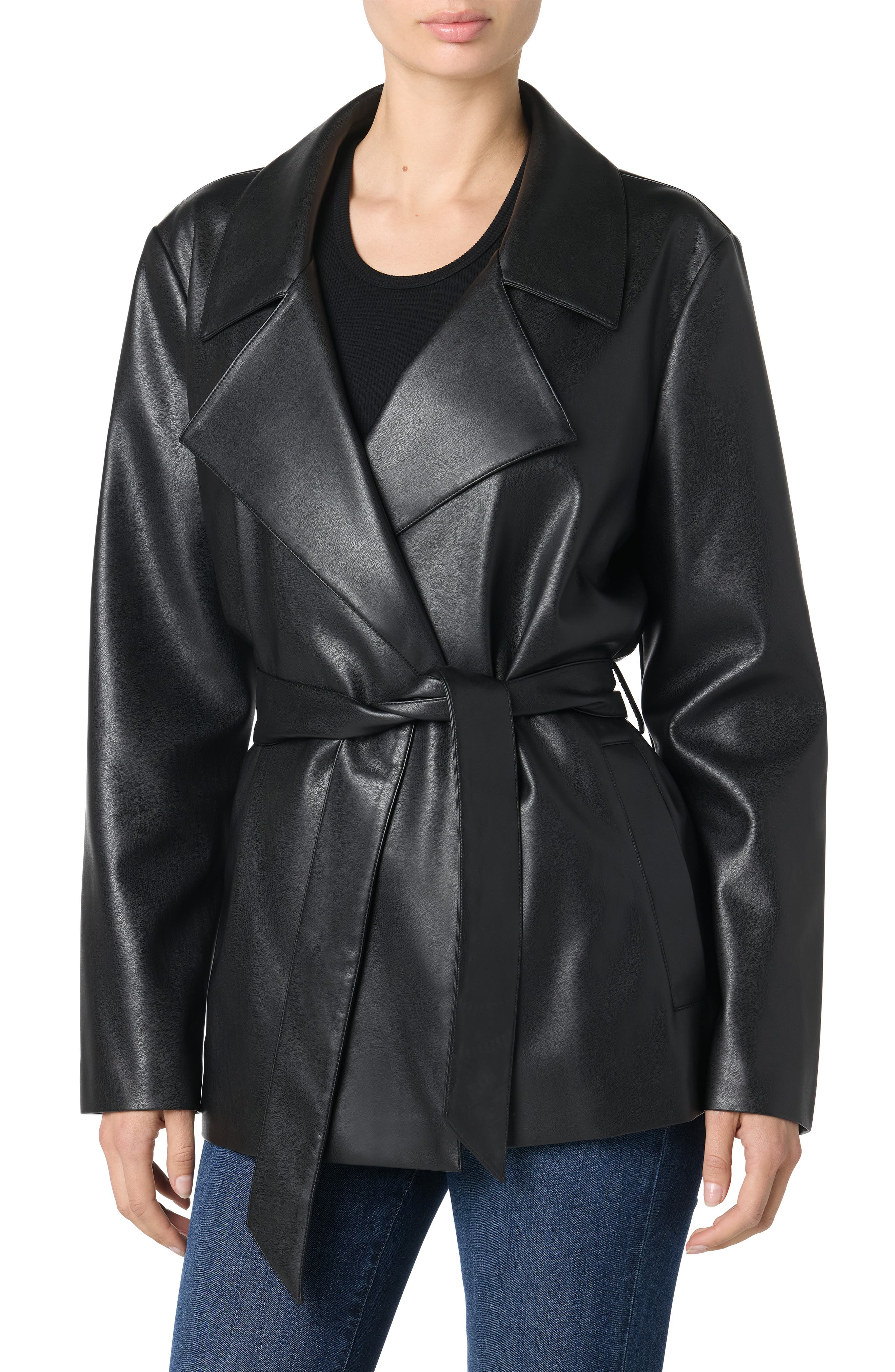 Joe's Faux Leather Crop Trench Coat