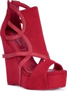 AZALEA WANG Xareni Strappy Red Wedge