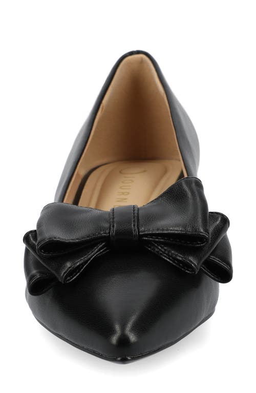 Shop Journee Collection Ophelia Bow Pointed Toe Flat In Black Pu