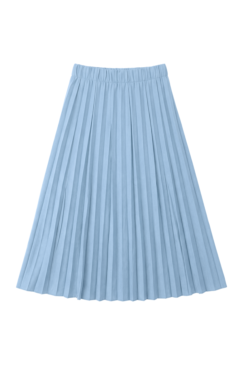 Crinkle Pleated Elastic Waist Merrow Edge Skirt, Main, color, Light Denim