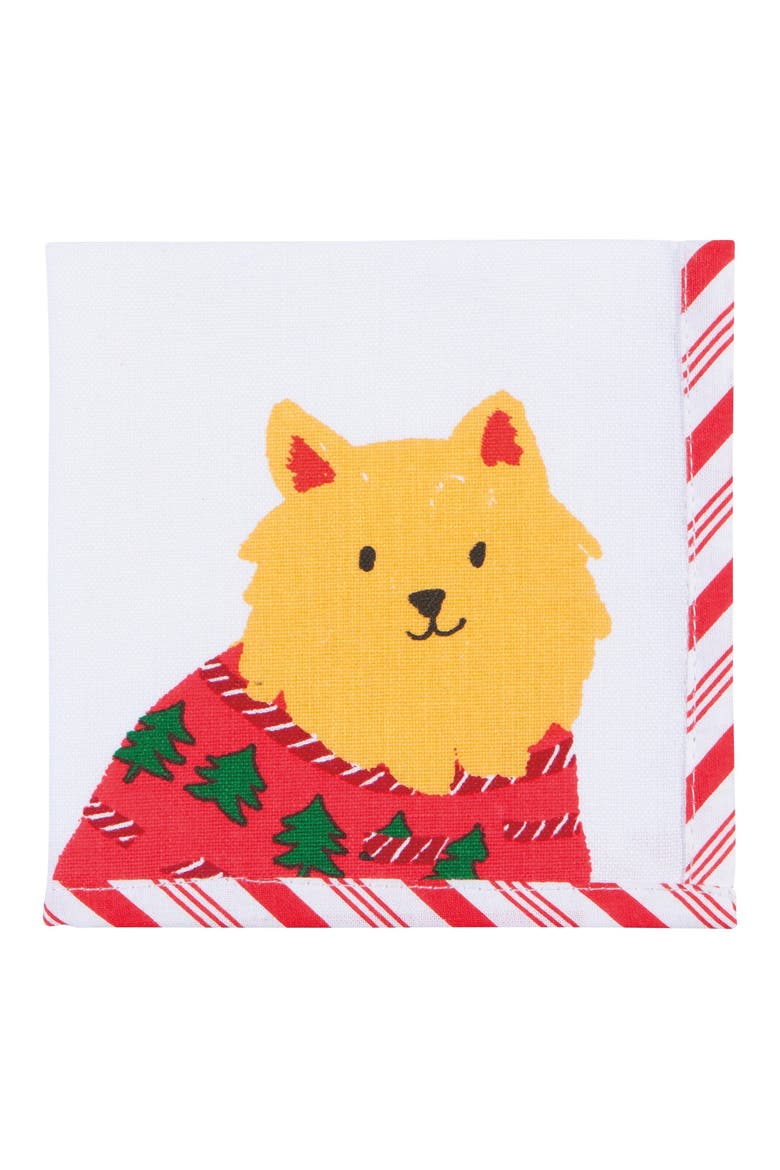 Holiday Hounds Set of 4 Cocktail Napkins, Alternate, color, HOLIDAY HOUNDS