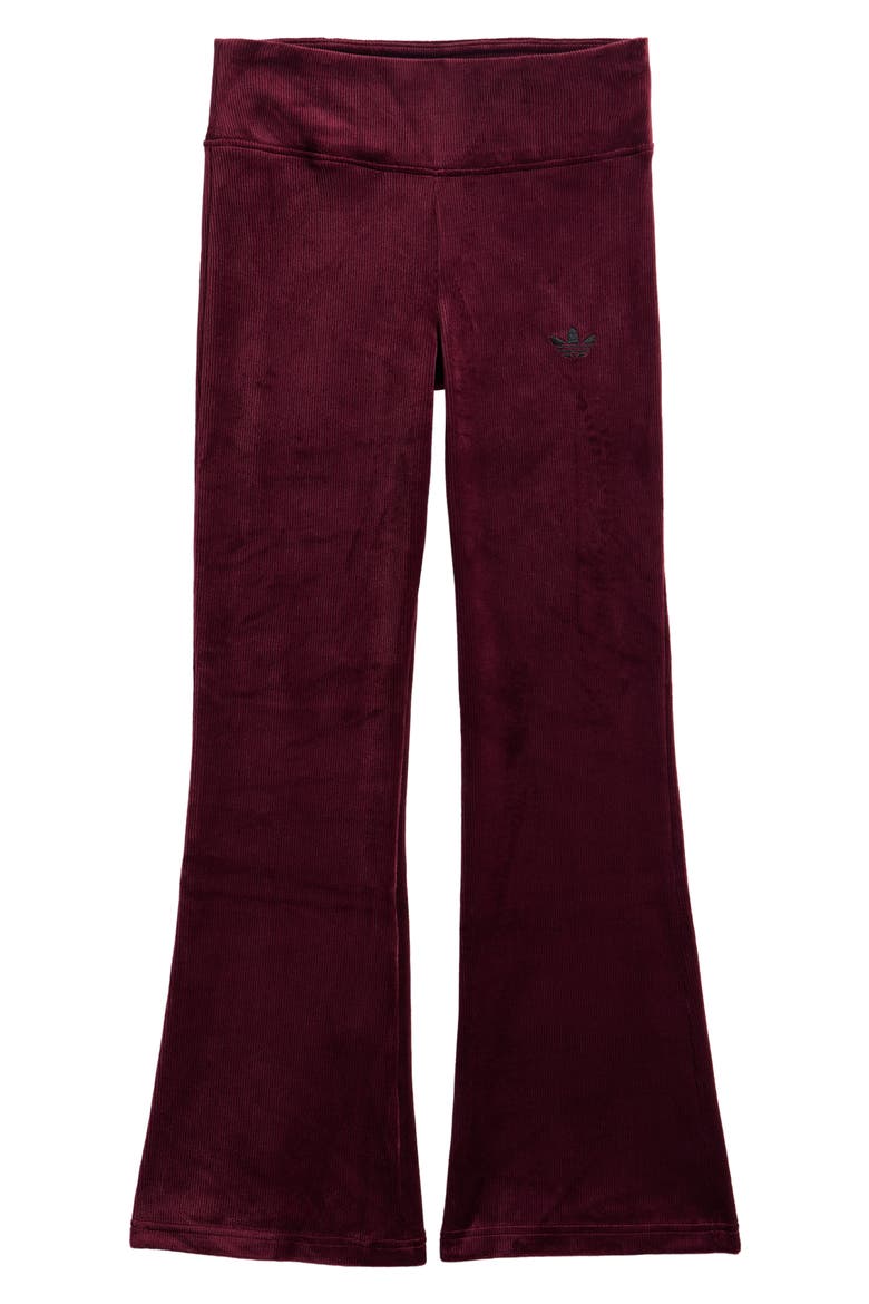 Kids' Rib Velour Flared Pants, Main, color, DARK RED