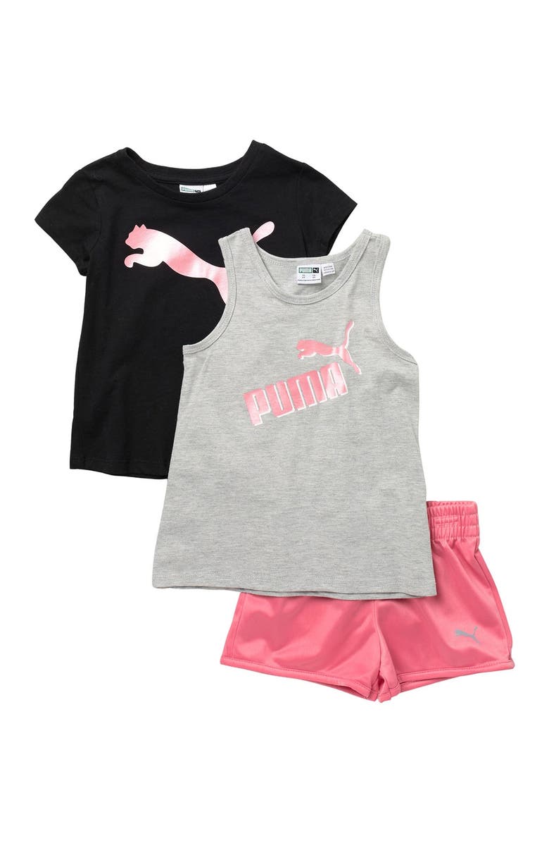PUMA Short Sleeve Tee, Tank & Shorts 3-Piece Set, Main, color, 
