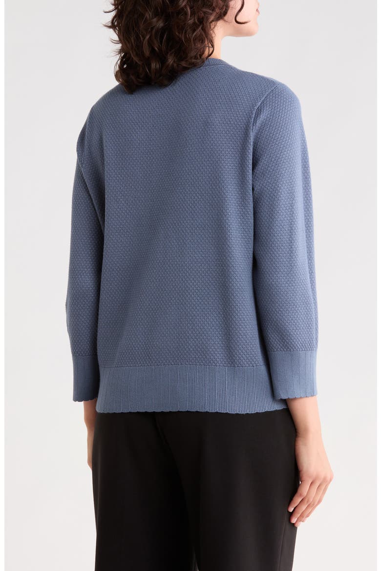 Scalloped Three-Quarter Sleeve Sweater, Alternate, color, DUSTY BLUE