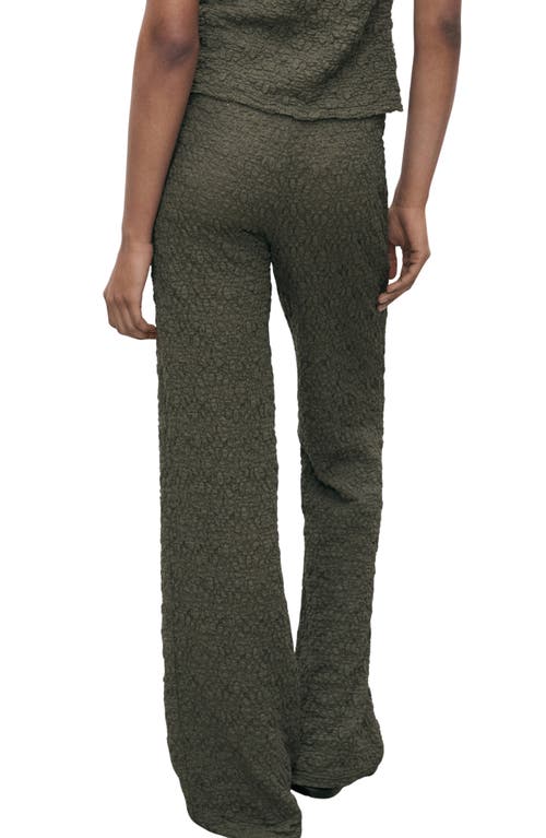 Mango Straight Leg Textured Cotton Blend Pants