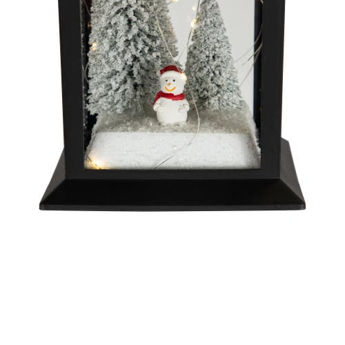 Northlight Led Lighted Snowman Winter Scene Christmas Lantern In Black