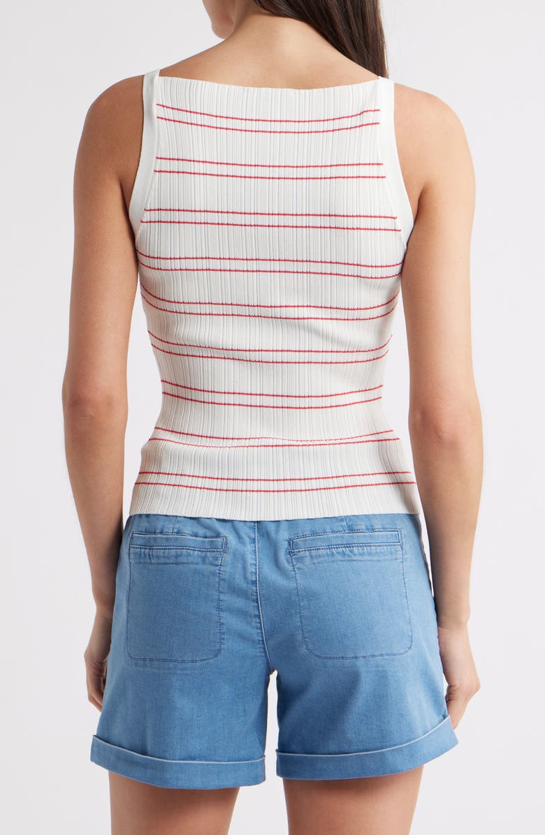 PAIGE Yuelia Stripe Boat Neck Tank, Alternate, color, White/ Petunia