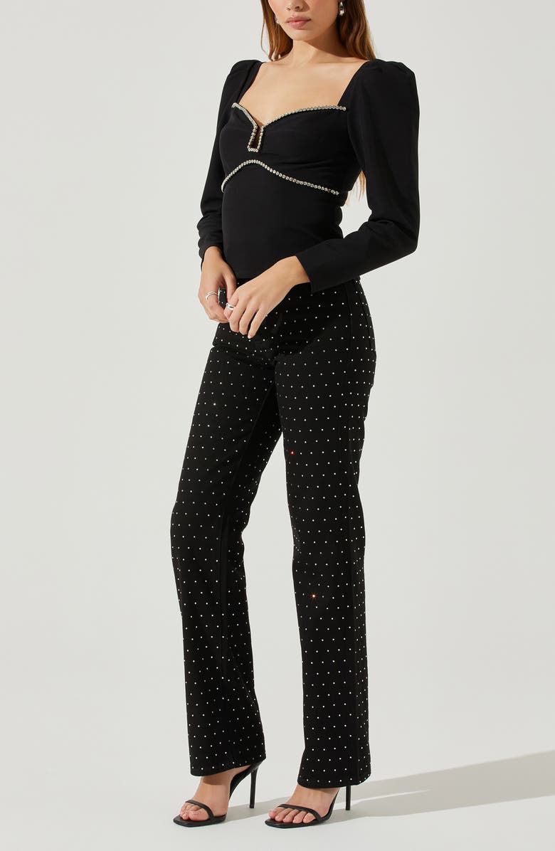ASTR the Label Anabelle Rhinestone Trim Top, Alternate, color, Black