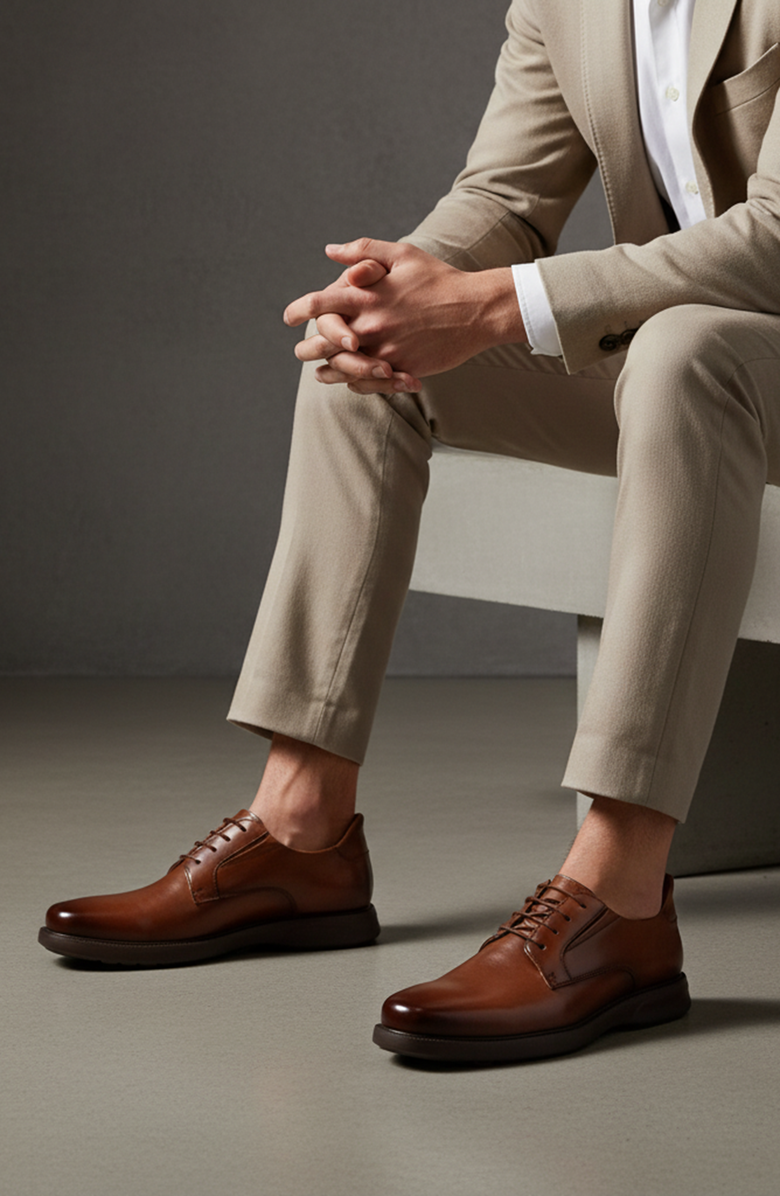 Marc Joseph New York North Street Hands Free Technology Leather Dress Oxford, Alternate, color, Cognac Napa Leather