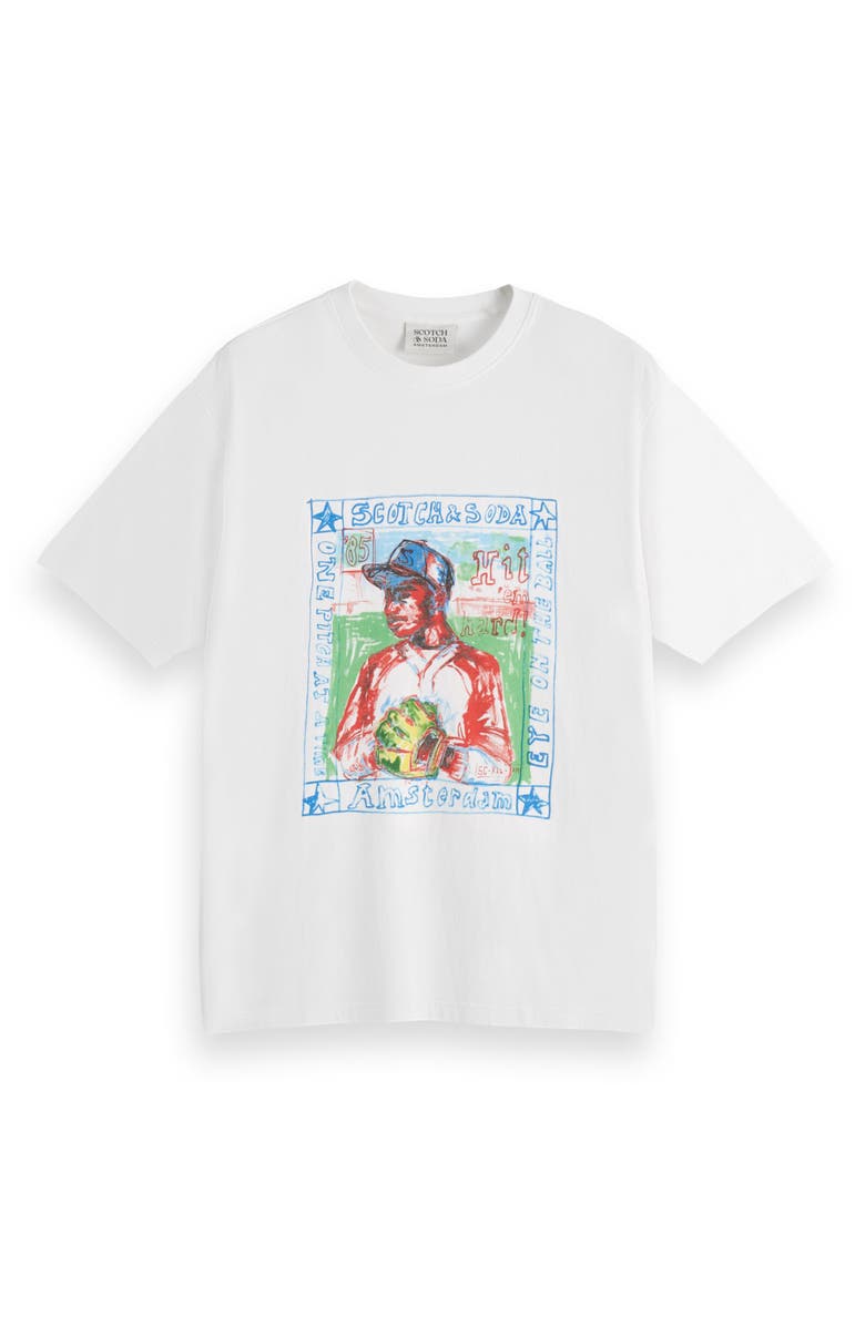 Scotch & Soda Relaxed Baseball Graphic T-Shirt, Alternate, color, White