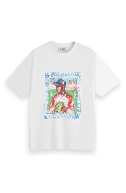 Scotch & Soda Relaxed Baseball Graphic T-shirt In White