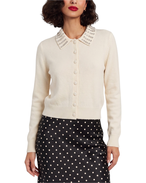 Wool-Cashmere Jewel-Neck Cardigan