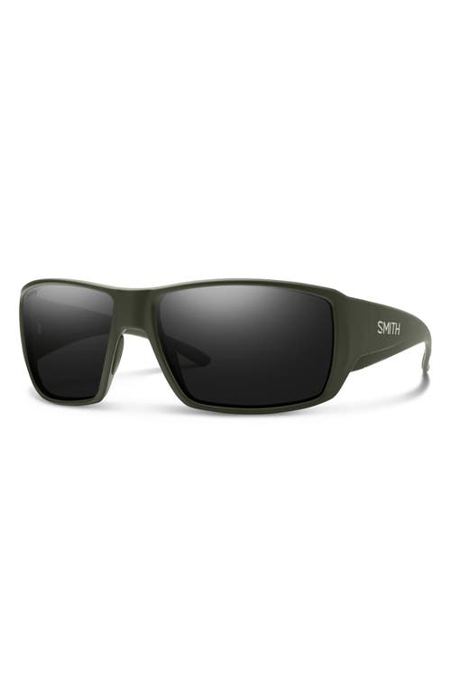 Smith Guides 62mm Chromapop™ Polarized Oversize Wraparound Sunglasses In Matte Moss/chromapop Black