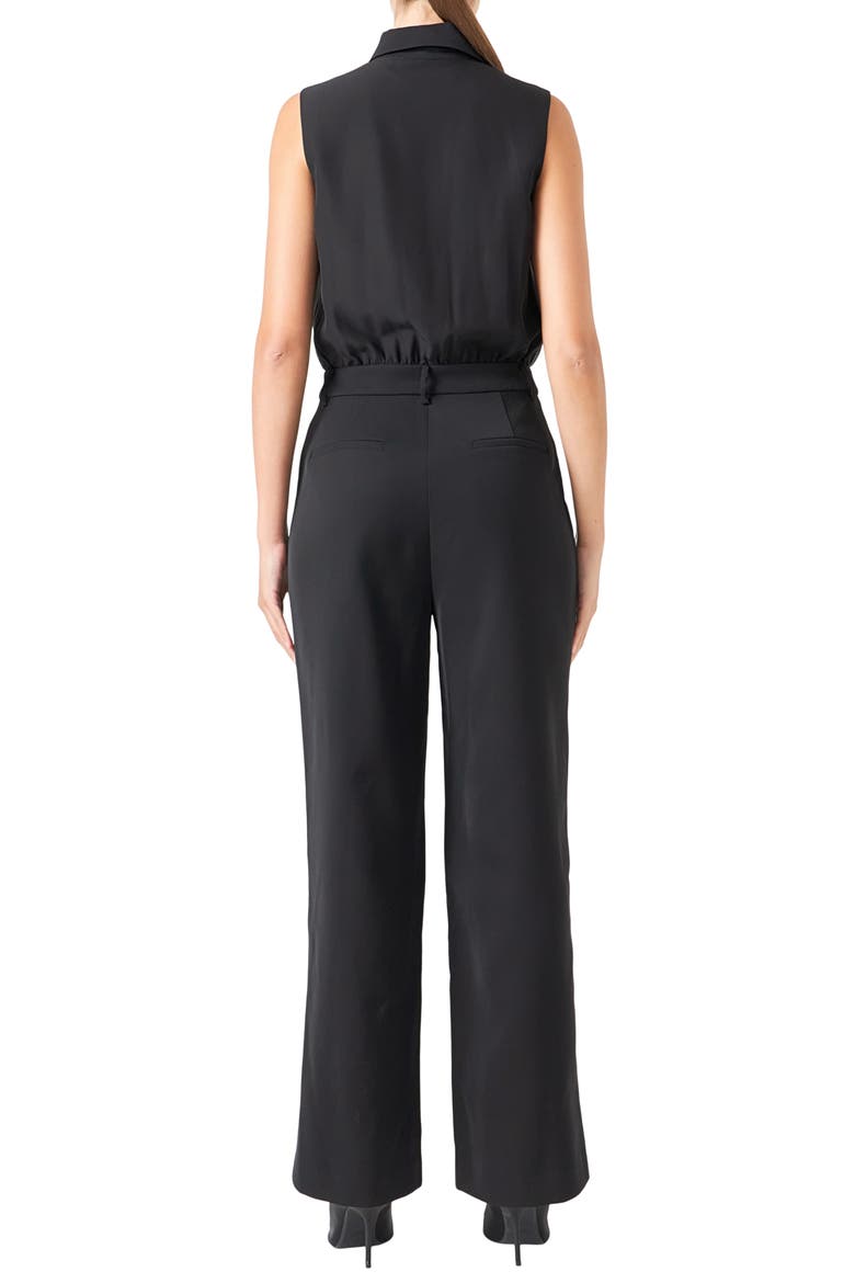 Ruffle Sleeveless Jumpsuit, Alternate, color, BLACK