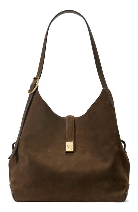deco pebble leather and suede shoulder bag