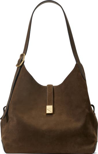 deco pebble leather and suede shoulder bag
