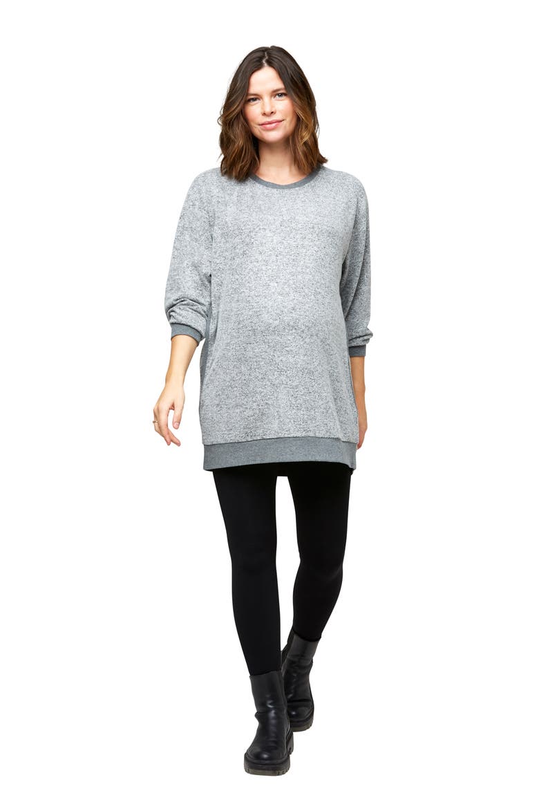 Jo Maternity & Nursing Hooded Sweatshirt, Alternate, color, GRAY HACCI