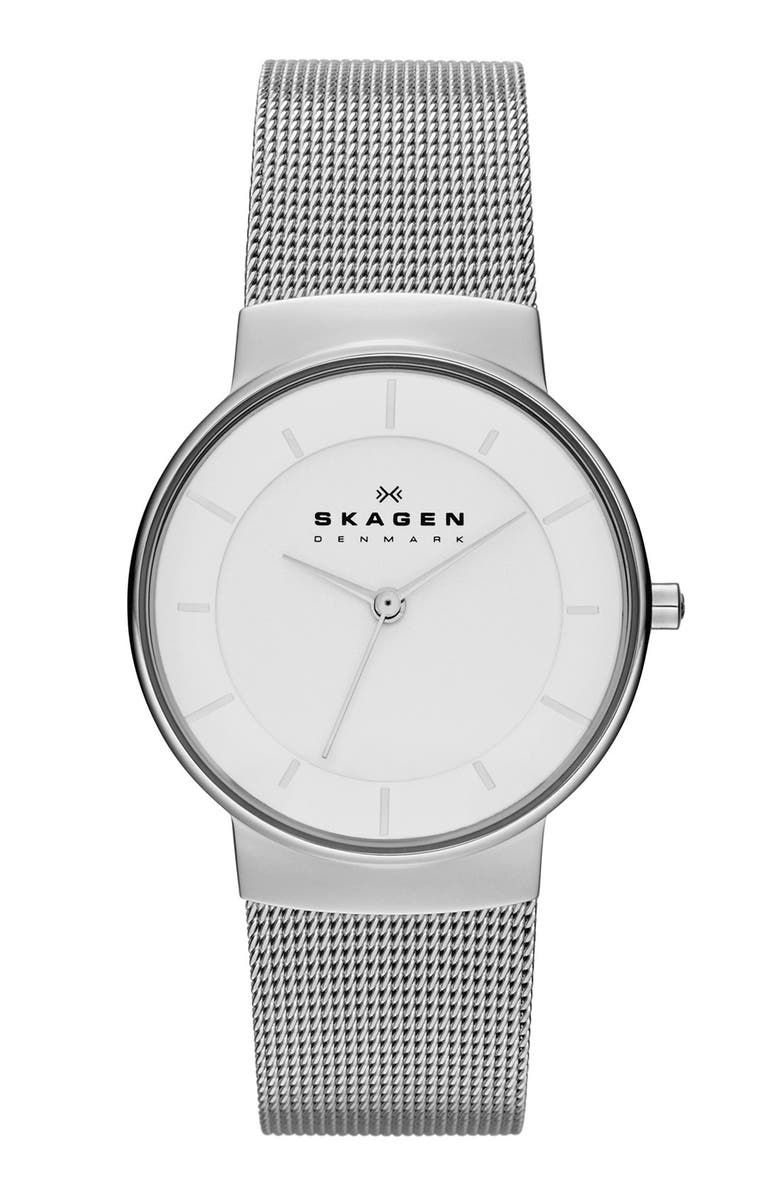 Skagen 'Nicoline' Round Mesh Strap Watch, 32mm, Main, color,