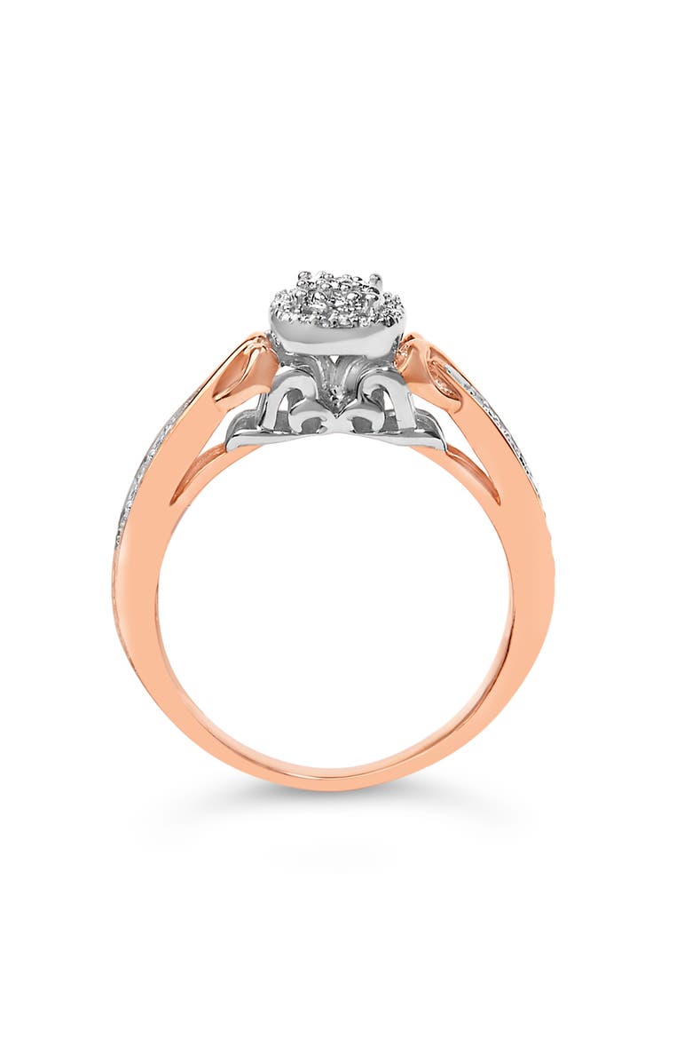 Haus of Brilliance 14K Rose Gold Plated Sterling Silver 1/6 Cttw Diamond Knot Cluster Ring, Alternate, color, White Gold Over Silver