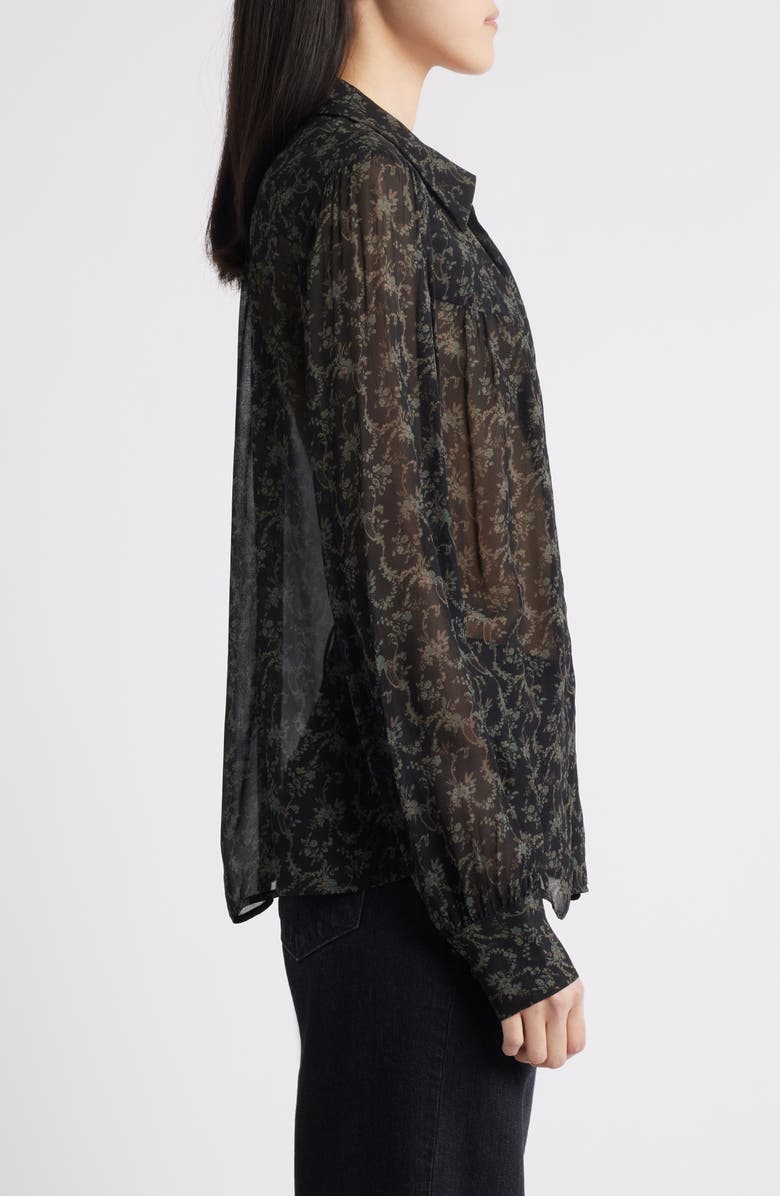 PAIGE Gardener Floral Button-Up Shirt, Alternate, color, Black/Aloe