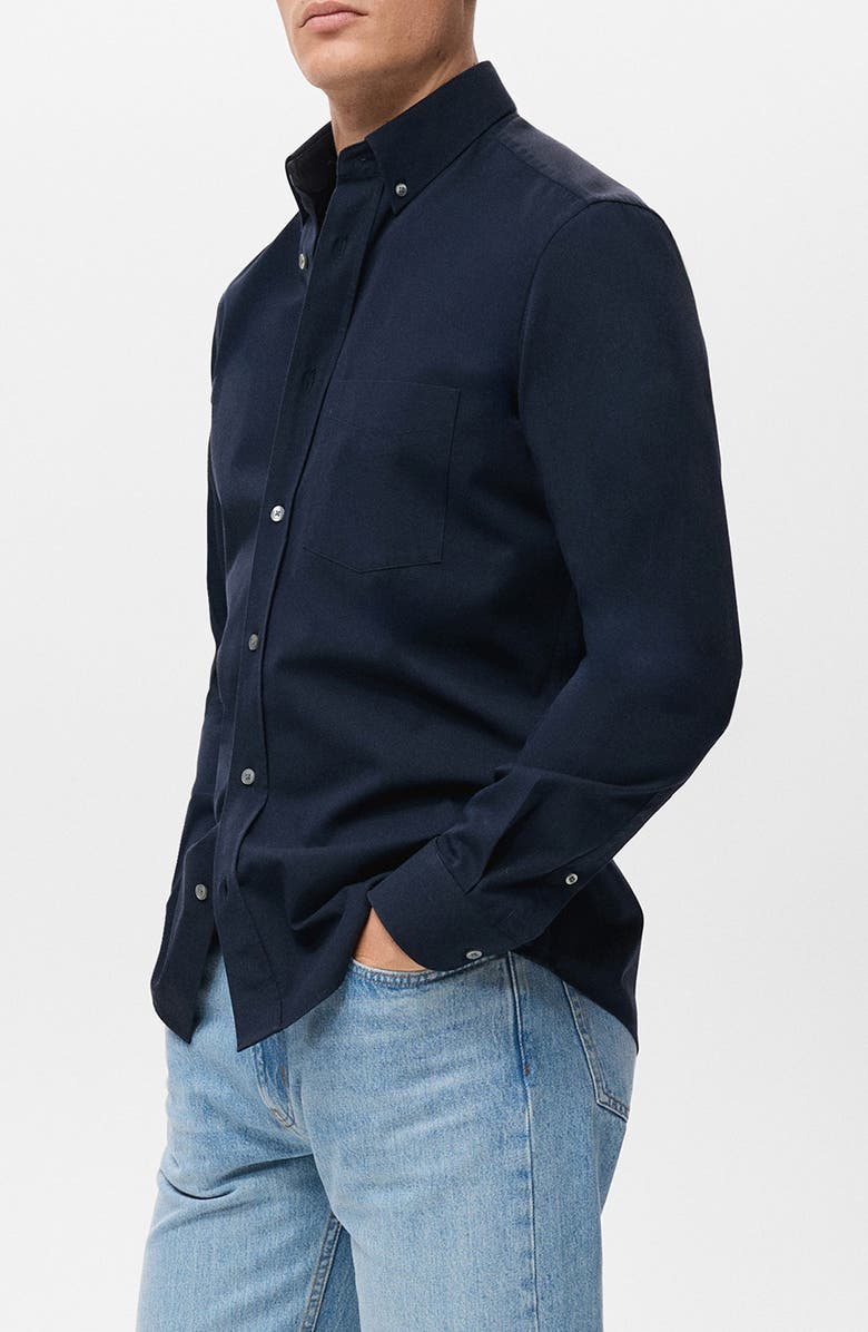 MANGO Regular Fit Button Down Shirt, Alternate, color, Navy