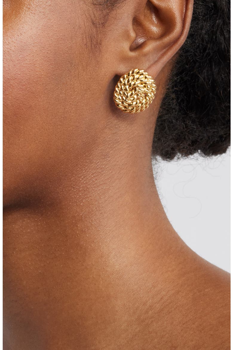 Braided Knot Earrings, Alternate, color, GOLD