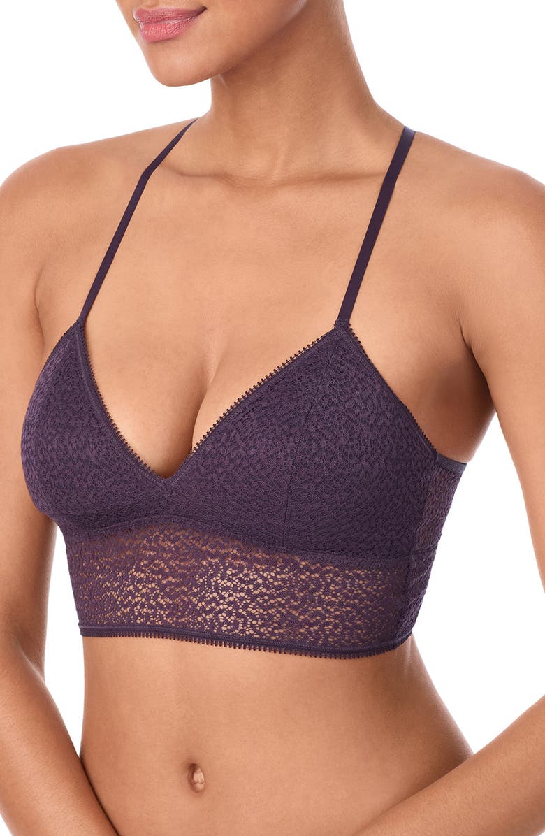 DKNY Modern Lace Longline Bralette, Alternate, color, Nightshade