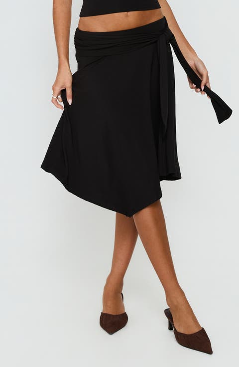 Soft Focus Tie Waist Midi Skirt