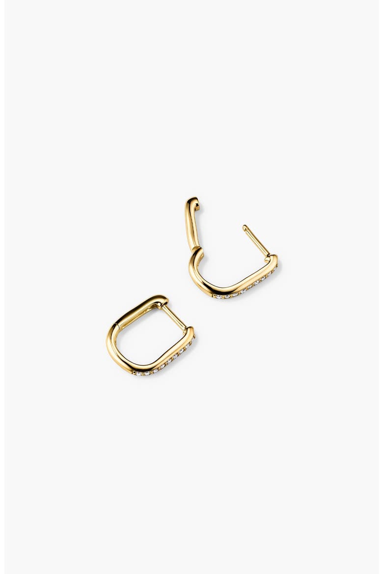 Pavé Diamond Huggie U Hoops, Alternate, color, Yellow Gold