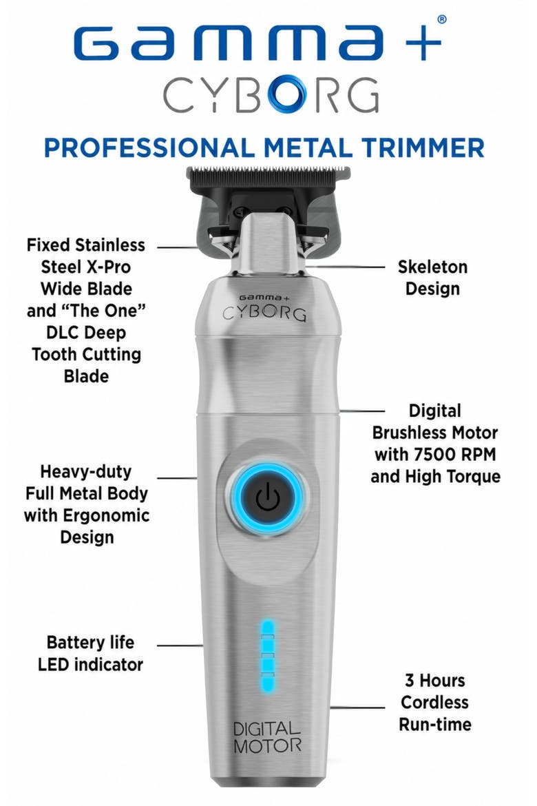 Cyborg Professional Cordless Hair Trimmer, Alternate, color, Silver