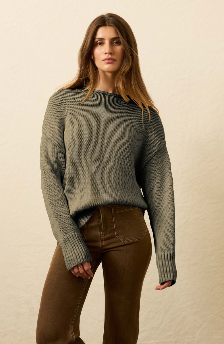 Faherty Sunwashed Roll Neck Sweater, Alternate, color, Sage