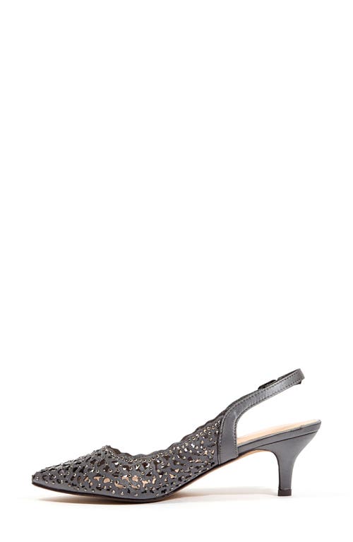 Lady Couture Rhinestone Laser Cut Slingback Pump In Gray