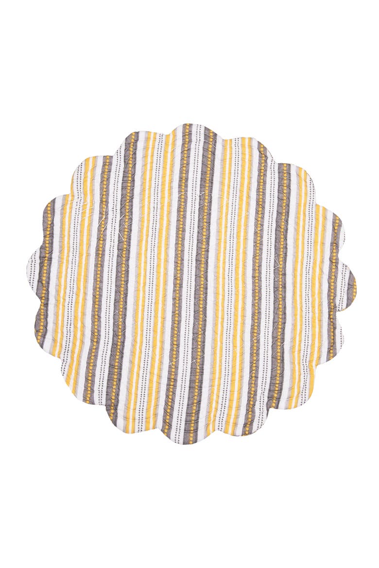 Shay Damask Round 100% Scalloped Edge Dining Placemats Set of 6 All Seasons, 17", Alternate, color, Orange