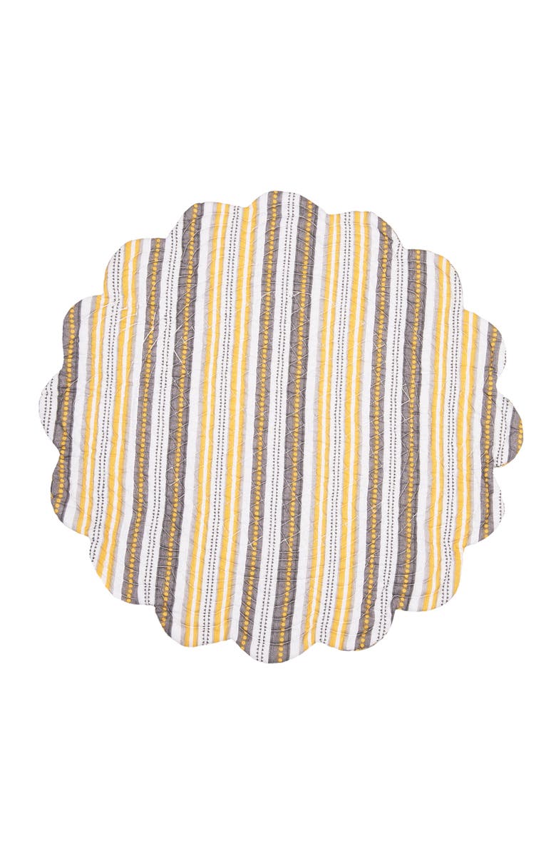 C&F Home Shay Damask Round 100% Scalloped Edge Dining Placemats Set of 6 All Seasons, 17", Alternate, color, Orange