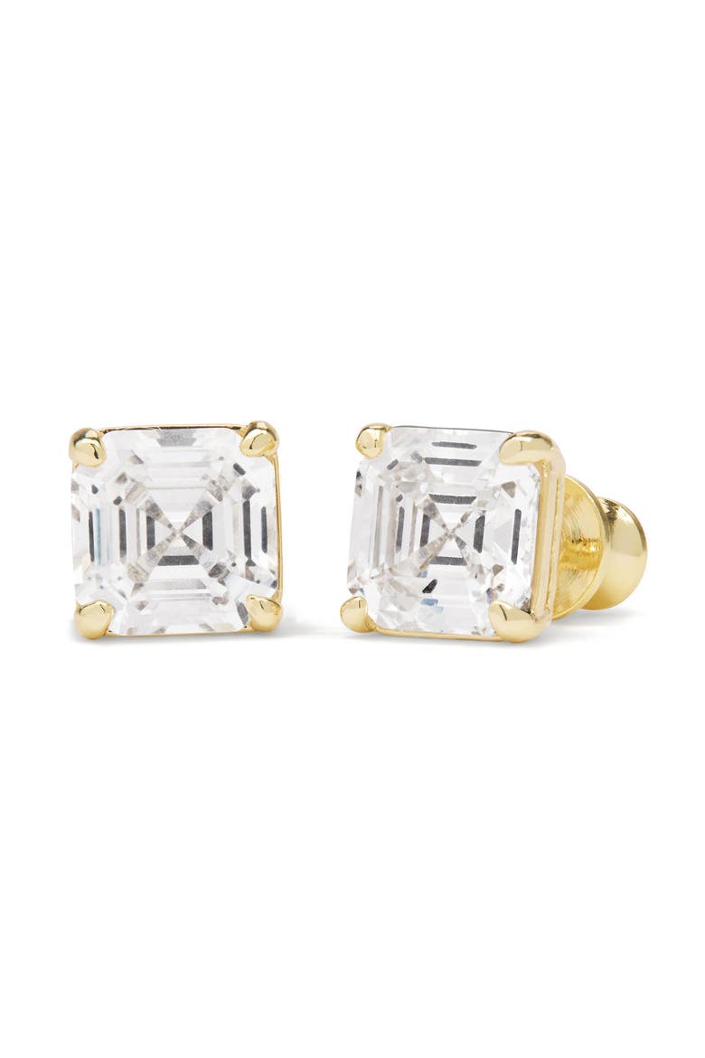 Queen Cubic Zirconia Stud Earrings, Main, color, GOLD-WHITE