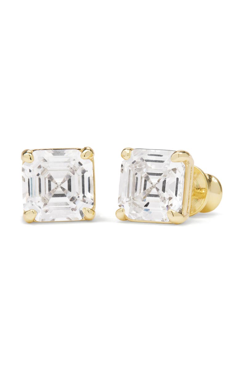 Melinda Maria Queen Cubic Zirconia Stud Earrings, Main, color, Gold-White