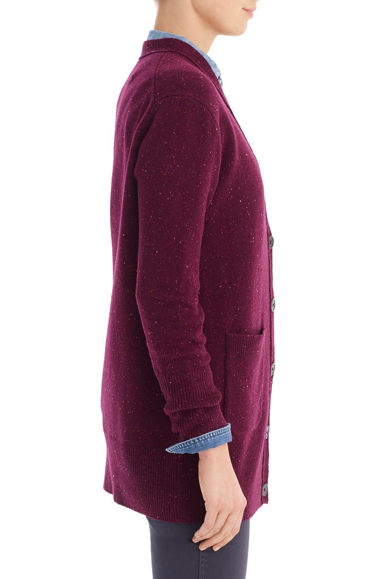 Donegal Long Cardigan Sweater, Alternate, color, BURG DONEGAL