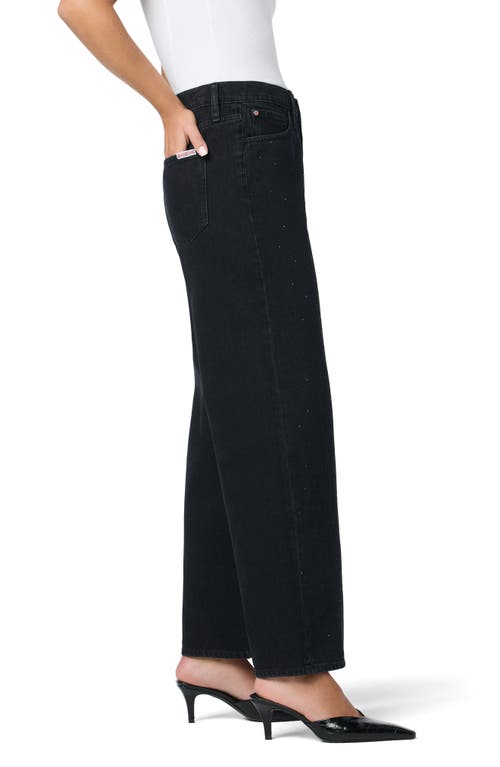 Hudson Jeans Jolene Crystal Embellished High Waist Wide Leg Jeans In Black