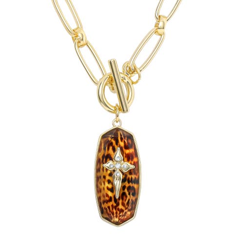Chunky Toggle Necklace With Cross Pendant, 18"