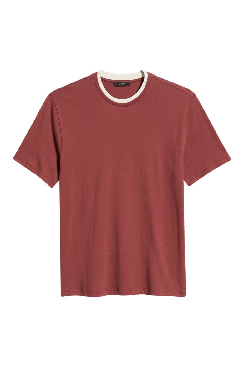 Loose Knit Double Collar Crewneck T-Shirt, Alternate, color, RED ROCK/ BLANCO