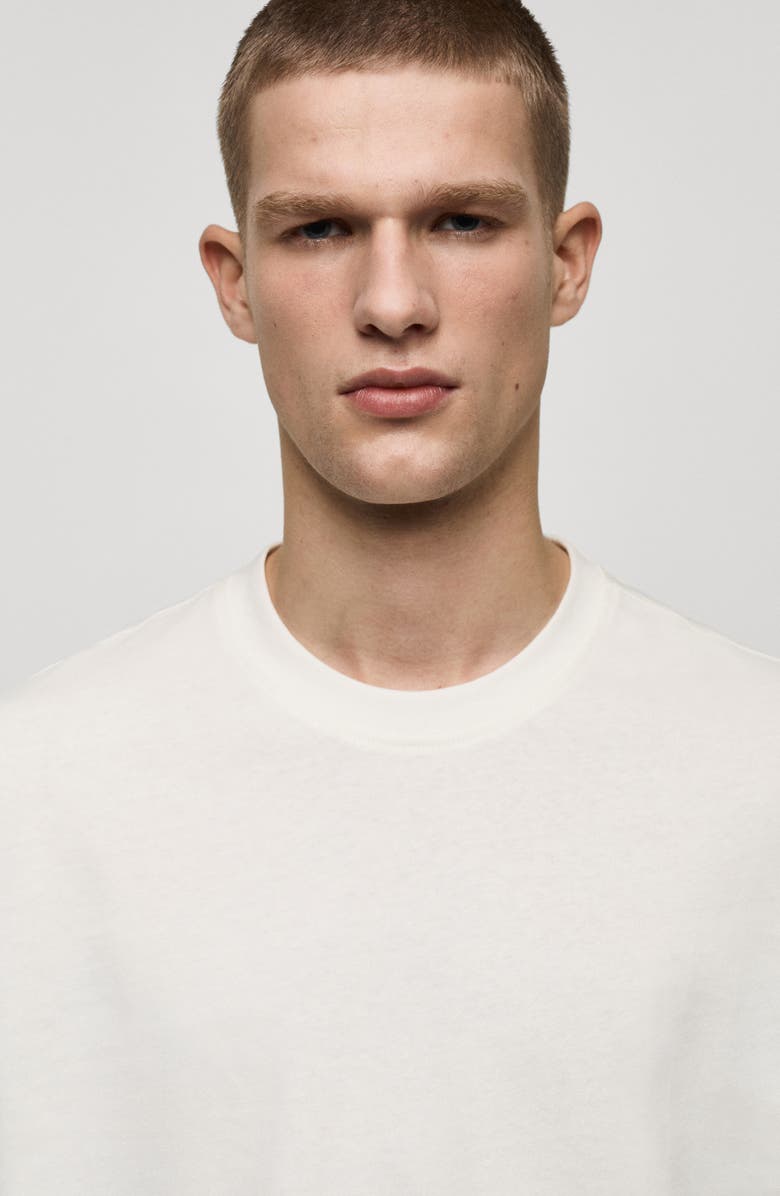 MANGO Relaxed Fit Heavyweight Cotton T-Shirt, Alternate, color, Off White