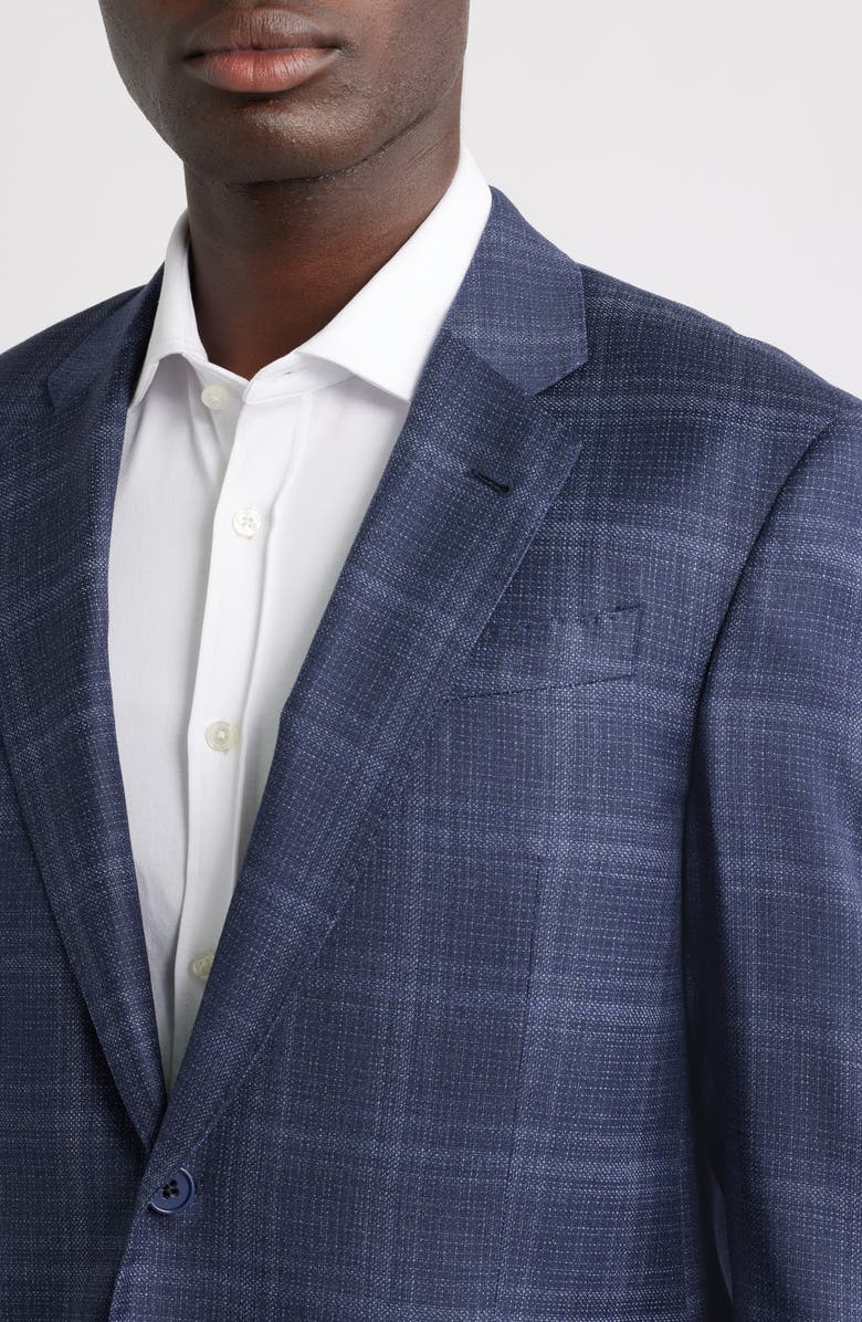 Emporio Armani G-Line Blue Check Slub Sport Coat, Alternate, color, Fancy Blue
