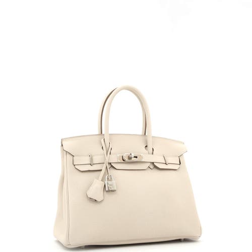 Pre-owned Hermes Hermes Birkin Handbag Light Togo With Palladium Hardware 30 In White