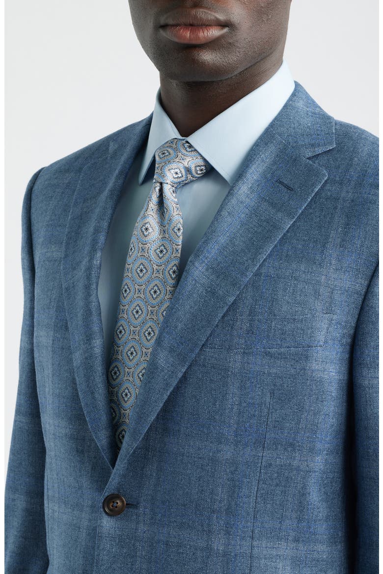 Siena Regular Fit Blue Windowpane Check Silk & Cashmere Sport Coat, Alternate, color, BLUE