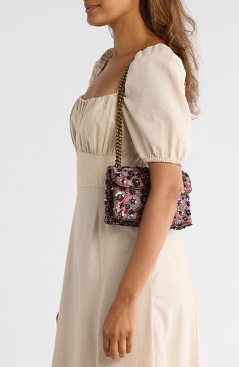 Sequin Flower Mini Brixton Shoulder Bag