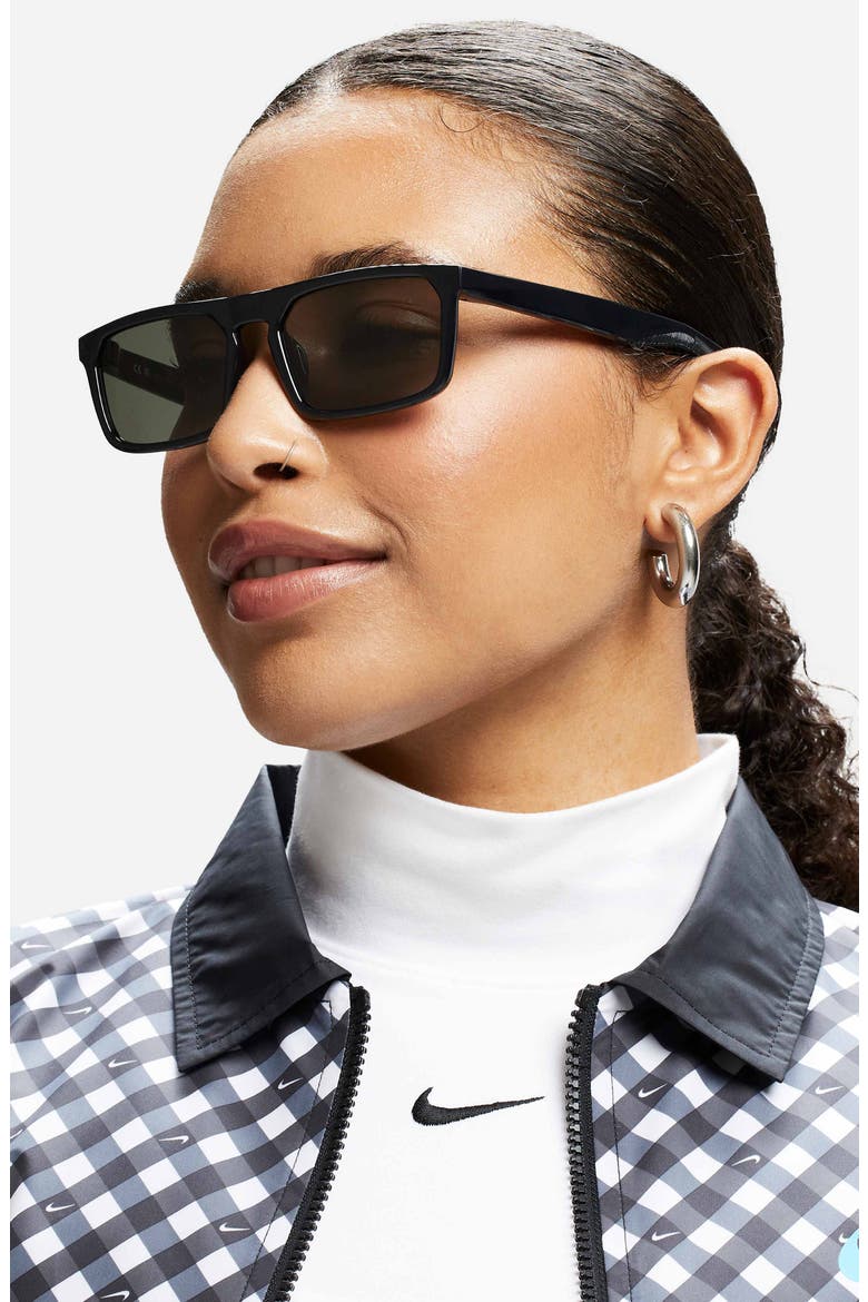 NV03 55mm Rectangular Sunglasses, Alternate, color, MATTE BLACK/ DARK GREY