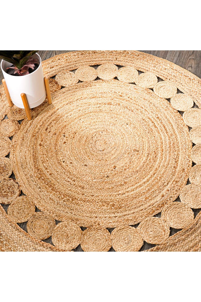 Dahlia Round Natural Jute Boho Circle Natural Round Area Rug, Alternate, color, Natural