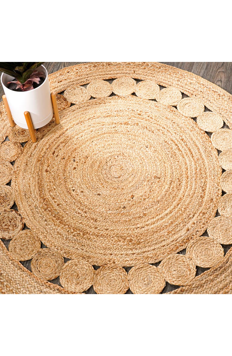 JONATHAN Y Dahlia Round Natural Jute Boho Circle Natural Round Area Rug, Alternate, color,