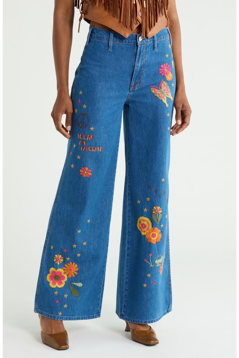 The Heyday Hustler Roller High Waist Embroidered Wide Leg Jeans, Main, color, HODGEPODGE