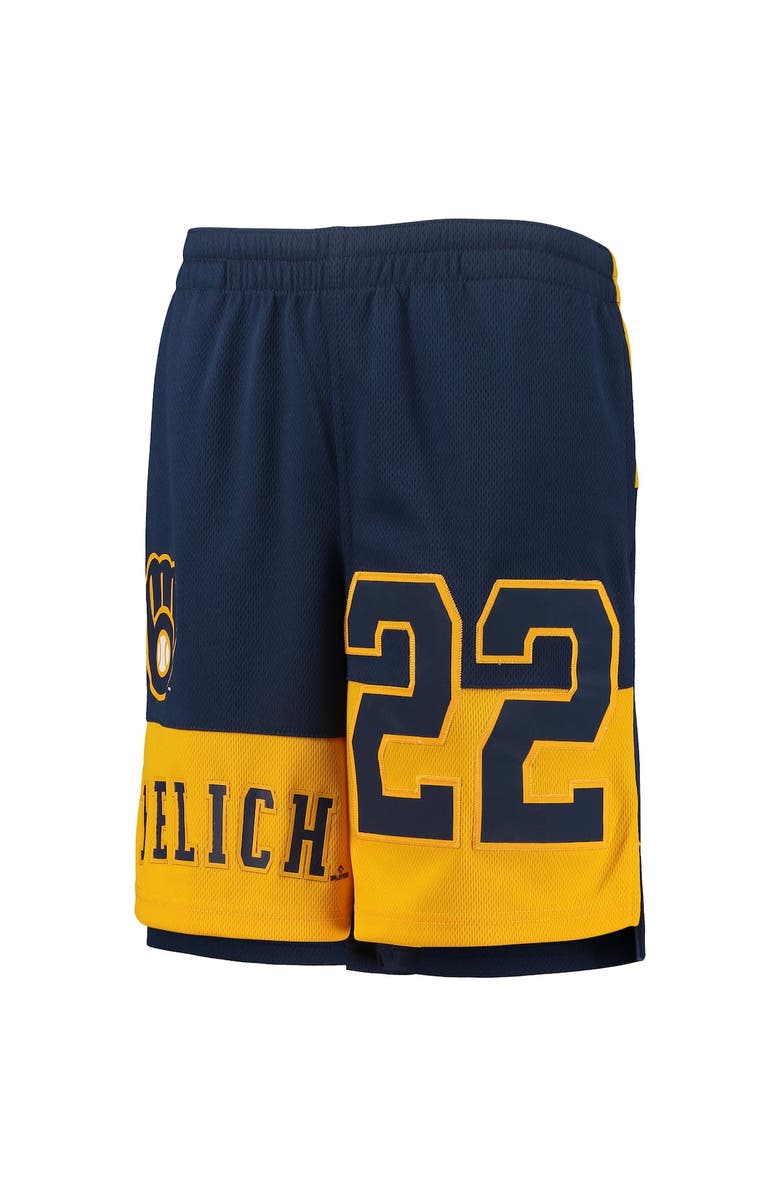 Outerstuff Youth Christian Yelich Navy Milwaukee Brewers Pandemonium Name & Number Shorts, Alternate, color, Navy